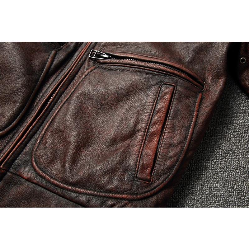 Новая куртка из натуральной кожи, винтажное коричневое пальто из воловьей кожи, мужские военные куртки для пилотов, летная одежда ВВС, размер S-5xl