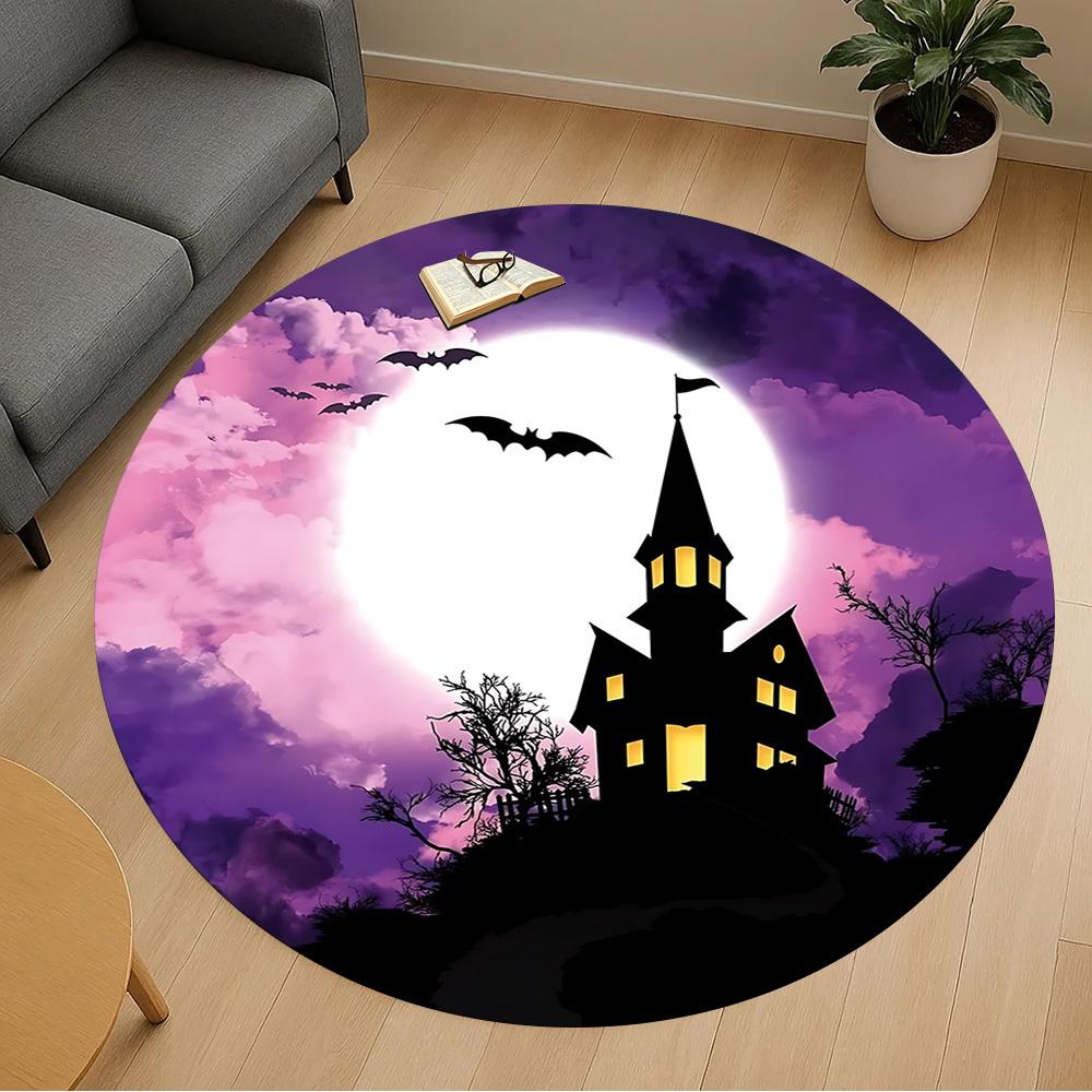 1pc haunted house moonlight Round Chair mat Area Rug - Non-Slip, Floor Mat for Office, Bedroom, and Indoor Decor c1125546
