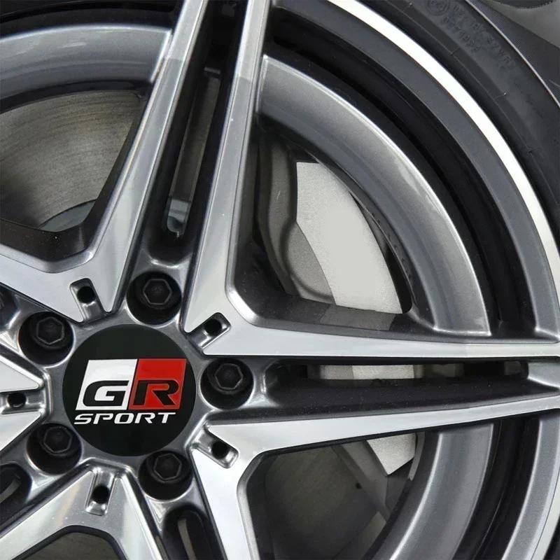 4pcs/set 56mm Car Wheel Center Stickers Hub Cap Decal for Toyota GR Sport Logo C-HR RAV4 Avensis 4runner Prado Camry Corolla