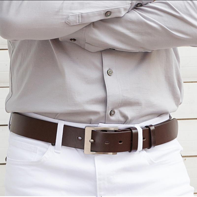 Ретро ремень из коровьей кожи Мужской ремень с пряжкой-штифтом Повседневный деловой Трендовый мужской простой кожаный ремень