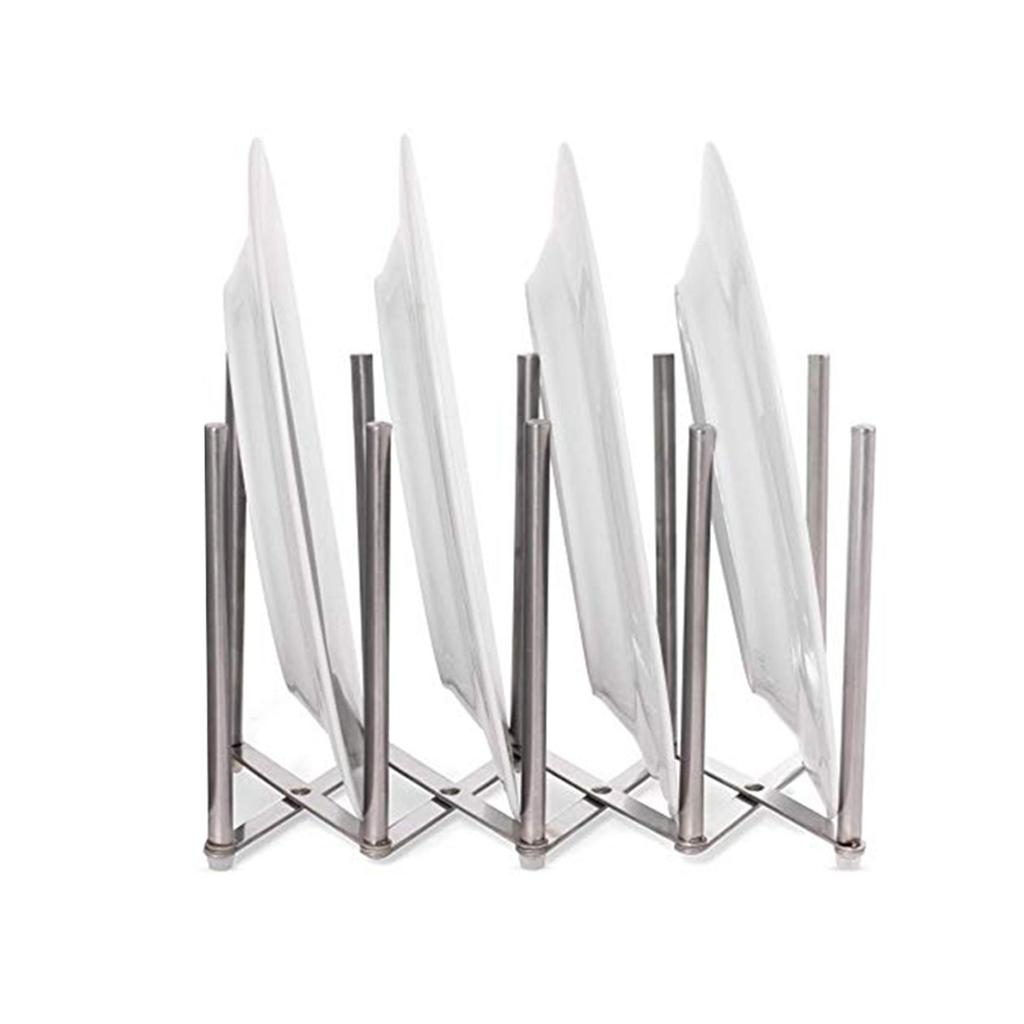 Органайзер для кухонной утвари, держатель для крышки кастрюли из нержавеющей стали, 4 секции, регулируемая длина, может быть увеличена до 19 дюймов