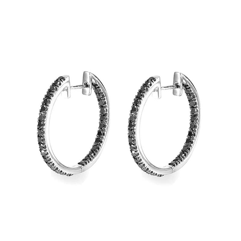 Черные Awn New Classic Серебристого цвета Круглые Модные Серьги-кольца со Шпинелью для Женщин Украшения I181