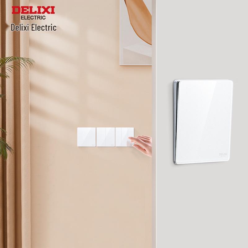 Delixi 898 Белая Ультратонкая Настенная Стеклянная Панель Питания: Скрытый монтаж, 5-местная рамка для выключателя и розетки, тип 86.