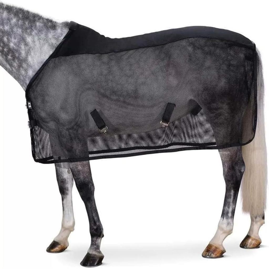 Horse Fly Sheet Breathable and UV Protective Tear-Resistant Neck Comfy Mesh Horse Fly Sheet Comfy Equine Summer with Buckle