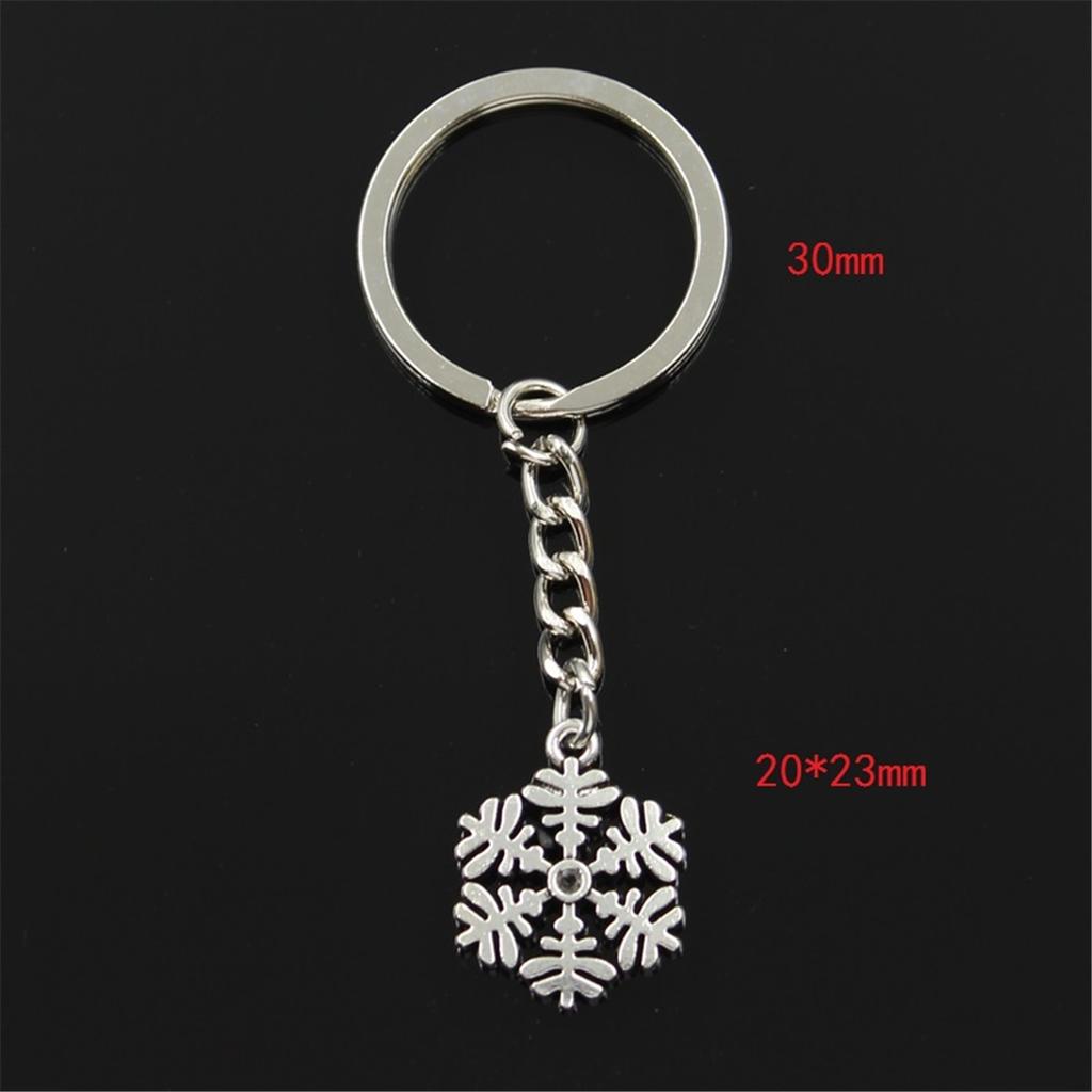 Fashion Snowflake Snow 20x23mm Pendant 30mm Key Ring Chain Bronze   Men Car Gift Souvenirs Keychain