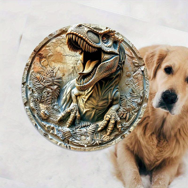 Плоский круглый деревянный знак с динозавром, настенное искусство, водонепроницаемый, домашний декор для общежития, украшение для питомца, подарок на День святого Валентина
