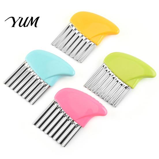 Manual Potato Chipper Stainless Steel Cutter, Wavy Blade French Fry Slicer, Durable Food Slicer Tool Energy Saving Chopper for Kitchen Cooking