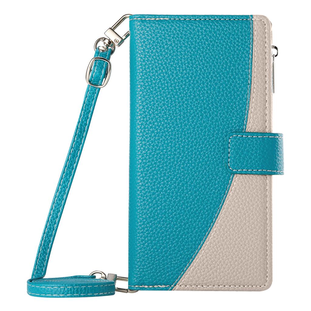 For Oppo Reno13 F 5G Case Zipper Wallet Color Splicing Leather Flip Phone Cover with Straps