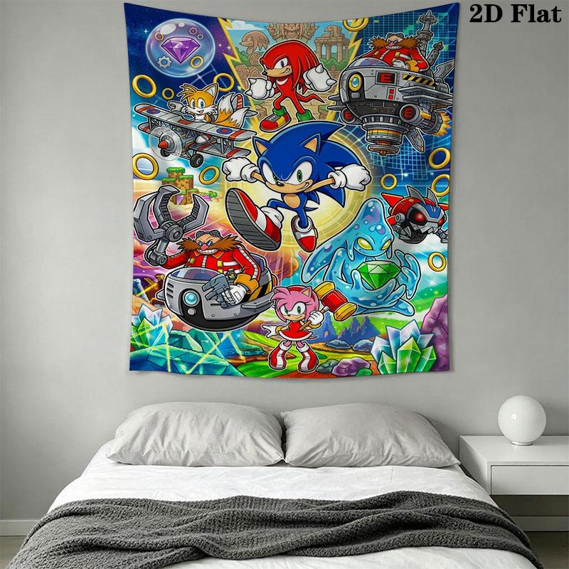 Hedgehog Sonic Valley Wall Hanging Printed Fabric Blanket Decorative Tapestries for Bedroom Living Room Home Decor