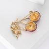 Chic Green Leaf & Red Cherry Enamel Brooch - Stylish Daily Accessory