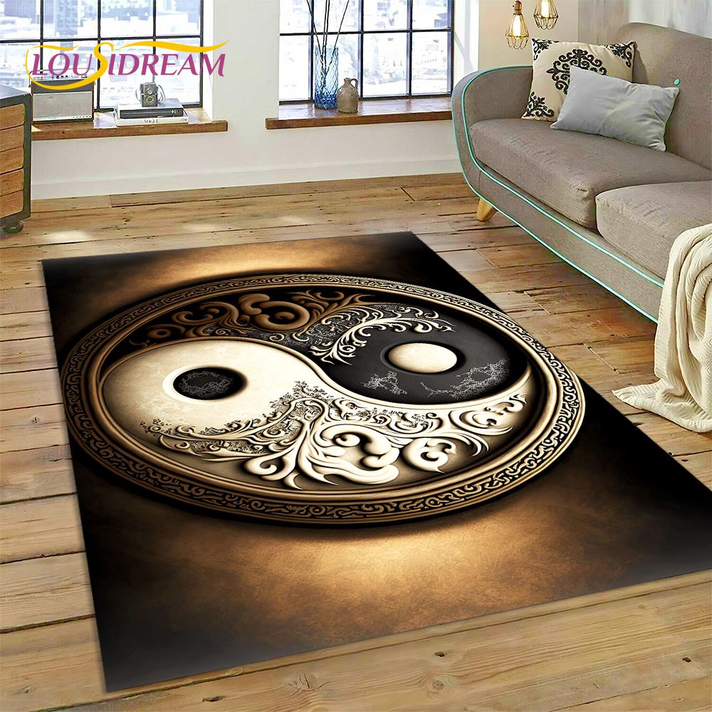HD Природа Инь Ян 3D Китайский Тай Чи Багуа Ковер для Гостиной Спальни, Нескользящий Декор для Дивана Придверный Коврик Подарок