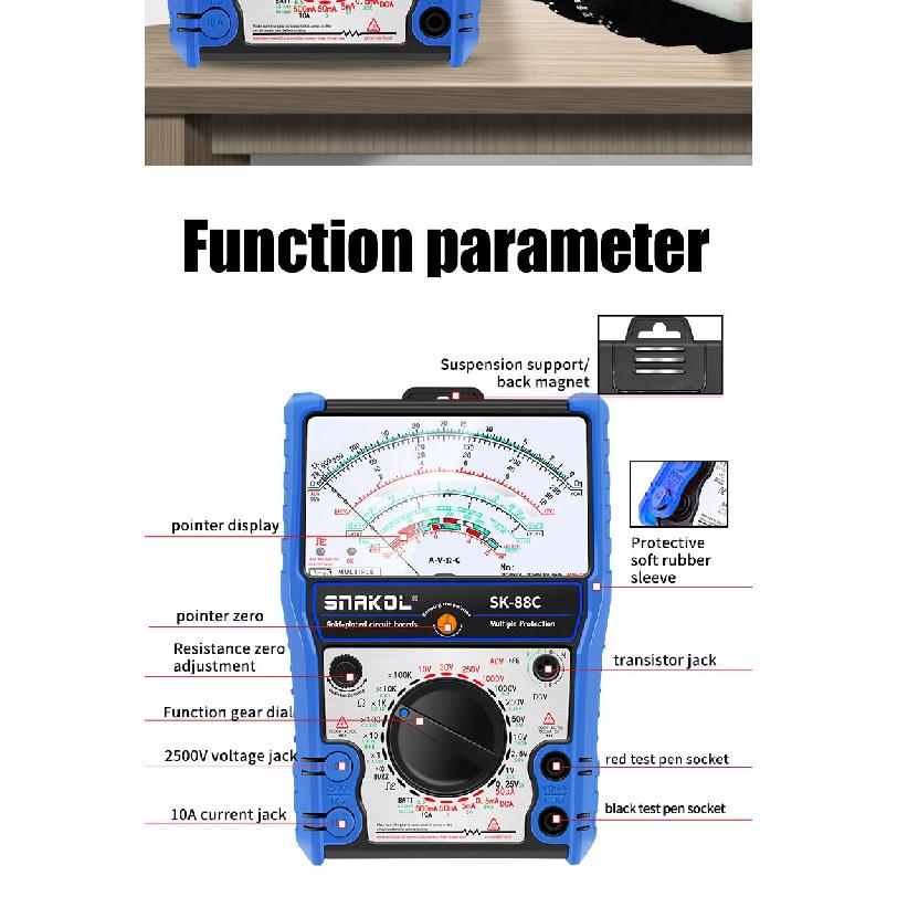 Snakol Pointer Multimeter AC/DC 2500V Volt-Ammeter Professional Analog Multimetro Resistor Tester With Coat Electrician Tool