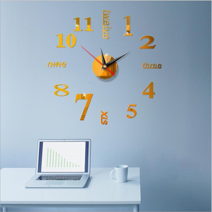 Настенные часы 3D Зеркальная наклейка Дизайн домашнего интерьера