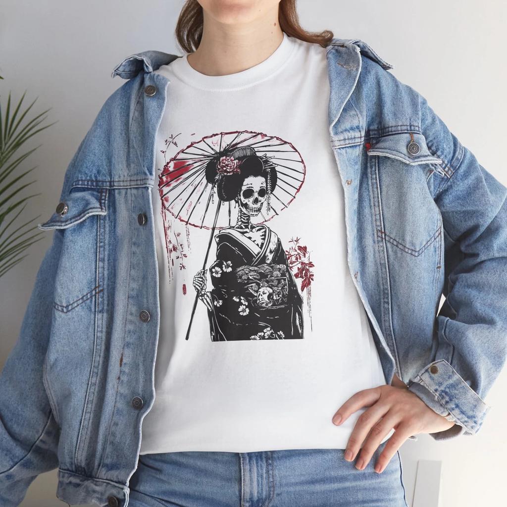 Japanese Skeleton Geisha T-Shirt | Geisha T-Shirt | Japan woman Shirt