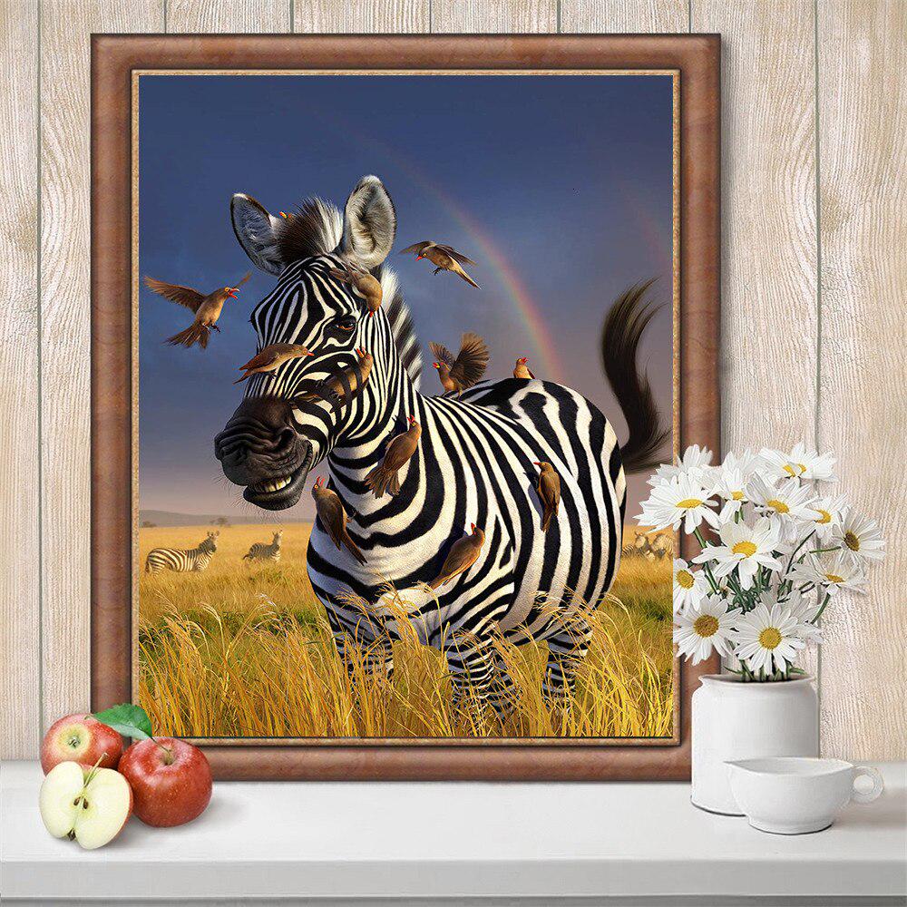 5D Алмазная картина Животное Алмазная вышивка Черно-белая Зебра Вышивка крестом