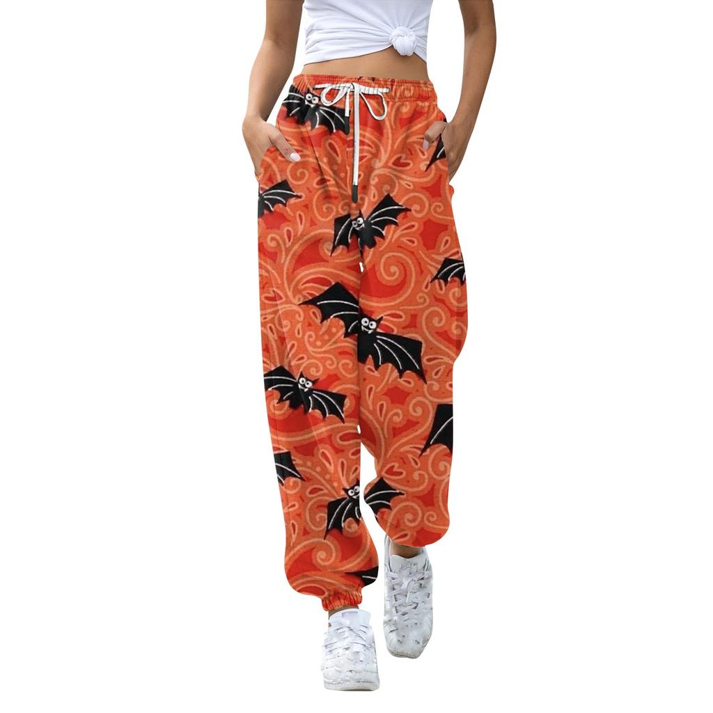 Women's Casual Pants Print High Waist Drawstring Sweatpants With Pockets