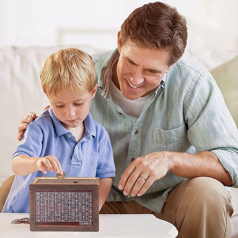 Деревянная копилка-свинка номиналом 1000/3000/5000/10000 евро с многоразовым использованием, с целью сбережения и числами, сундуками для денег