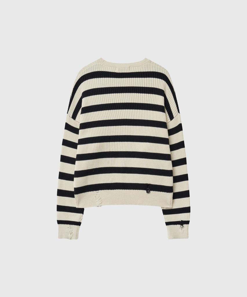 GENERALIDEA Man Striped Cotton Crewneck Knit [Ivory] / Gf1Mkp004