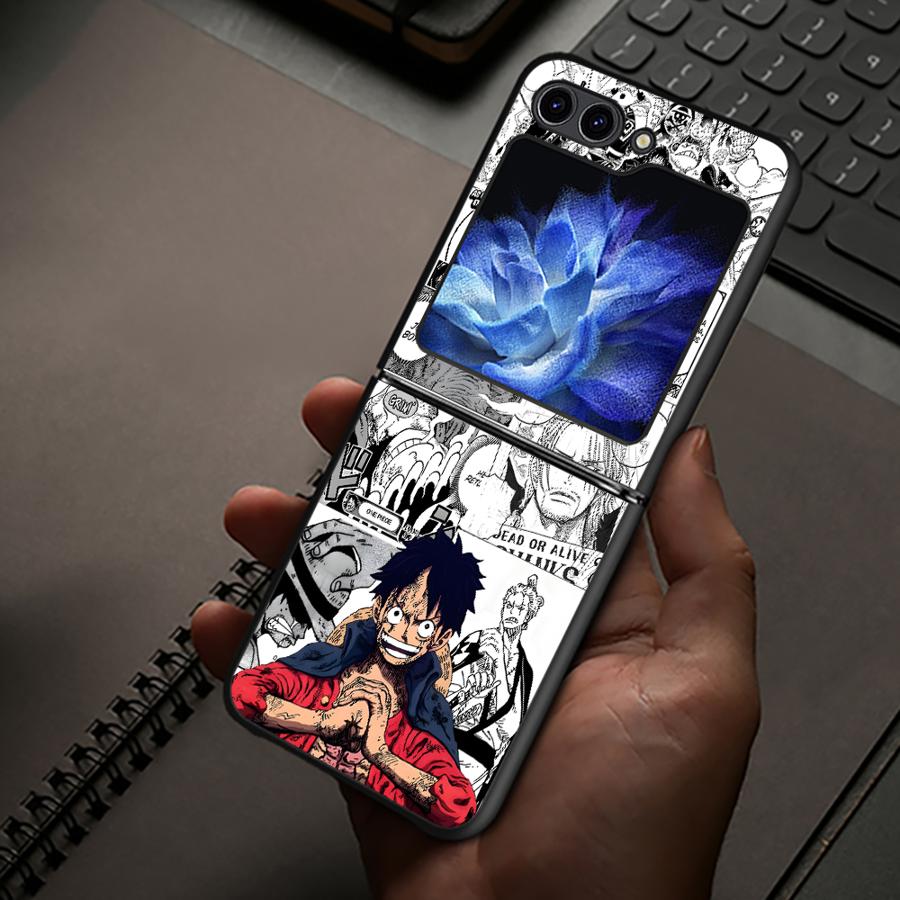 Hard Phone Cover Case for Samsung Galaxy ZFlip5 Z Flip 7 6 5 4 3 ZFlip6 ZFlip3 ZFlip4 ZFlip7 FE One Piece Captain Luffy