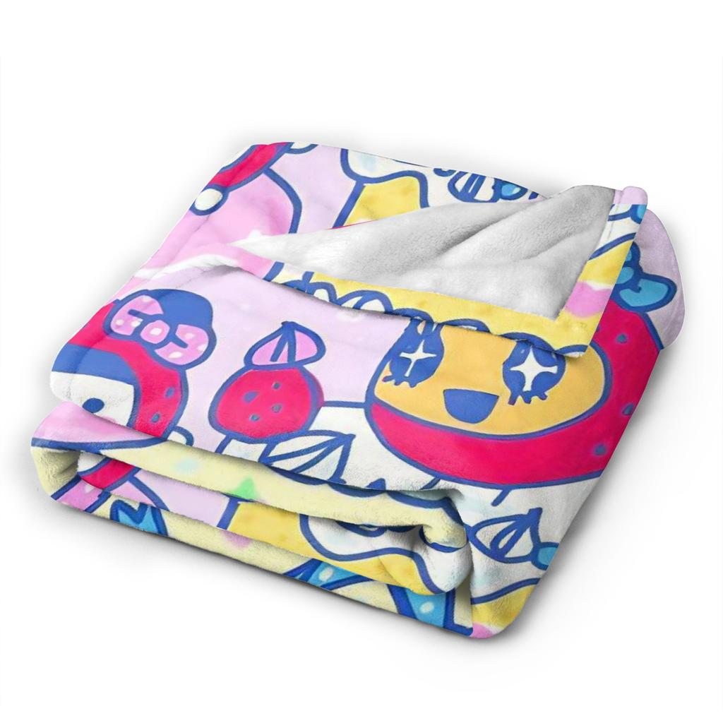 Japanese Cartoon Tamagotchis Blanket Cover Flannel Lightweight Thin Throw Blanket for Airplane Travel Bedspread