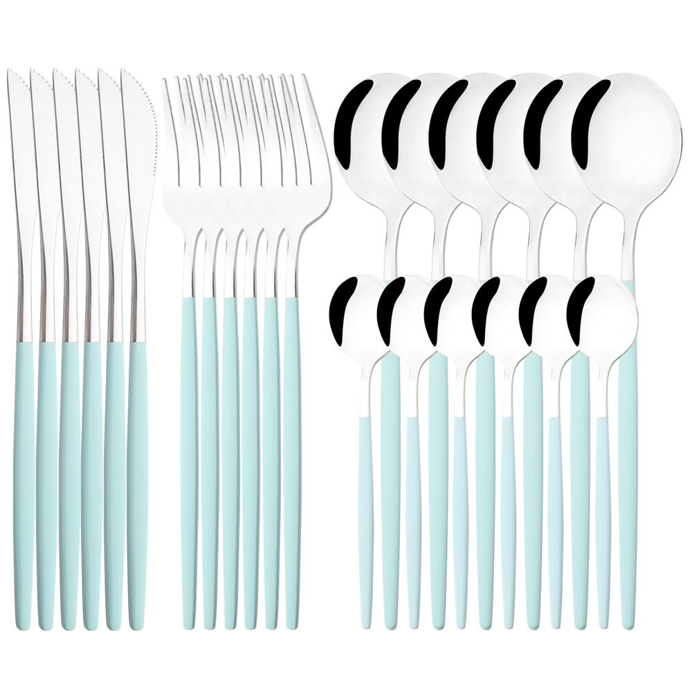 24 шт. золотой набор столовой посуды, набор посуды из нержавеющей стали, нож, вилка, ложка, роскошный набор столовых приборов, кухонные столовые приборы с коробкой, можно мыть в посудомоечной машине