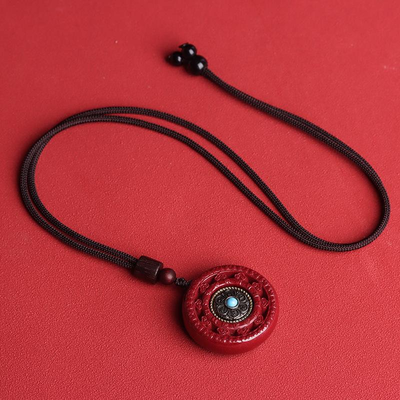Natural purple gold sand cinnabar pendant necklace for men and women, six-character mantra rotating prayer bead pendant, auspicious amulet for peace