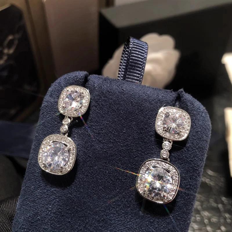 Эстетические серьги-подвески Huitan для женщин, блестящие кубические цирконии, аксессуары для ушей, модные подвески, свадебные украшения для помолвки