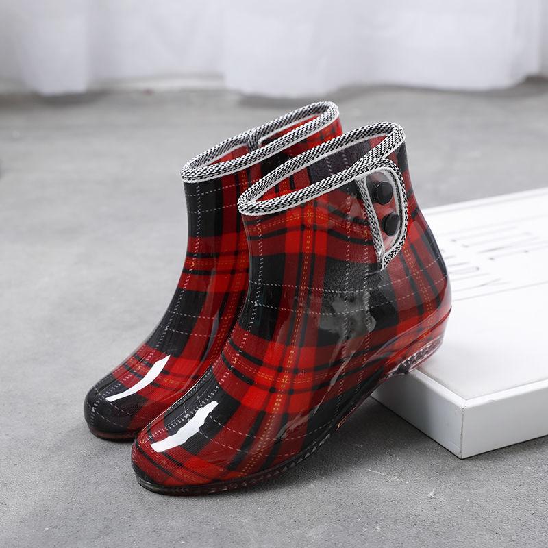 Модные резиновые сапоги для двух видов одежды «Солнечное и дождливое», женские короткие резиновые сапоги для взрослых, нескользящая обувь для воды, женская кухонная резиновая обувь, плюс бархат