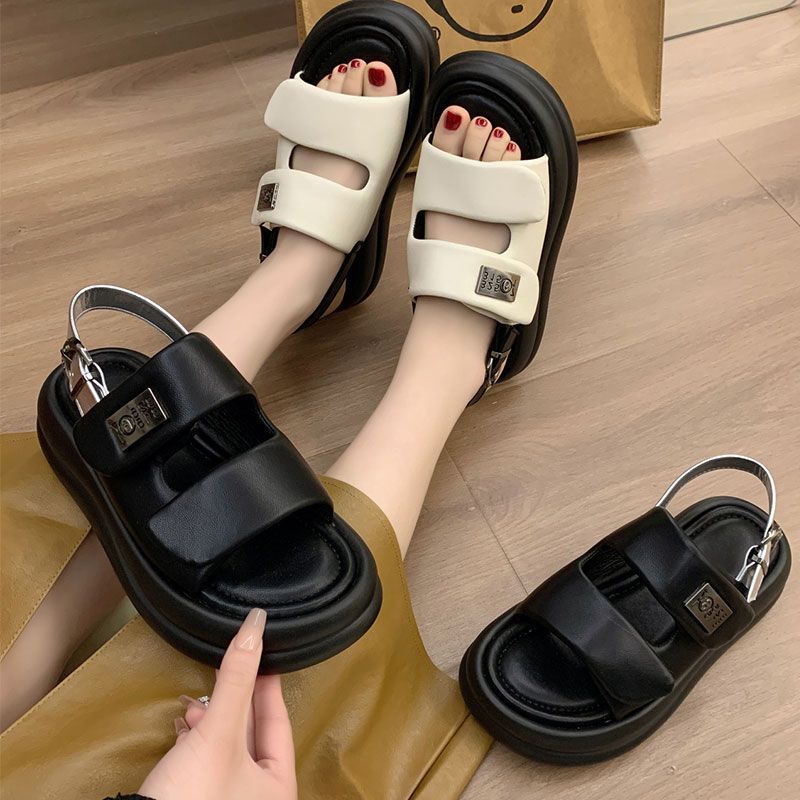 2025 Сандалии спортивные на платформе велкро женские летние носить наступающие на дерьмо мягкая подошва легкие повседневные пляжные римские туфли