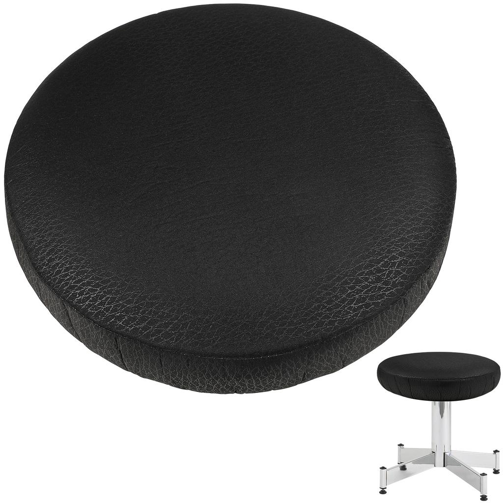 Thick Elastic Barstool Seat Cushion Cover Practical Stool Cover Round Chair Protector For Home Shop - Black (Diameter 35Cm )