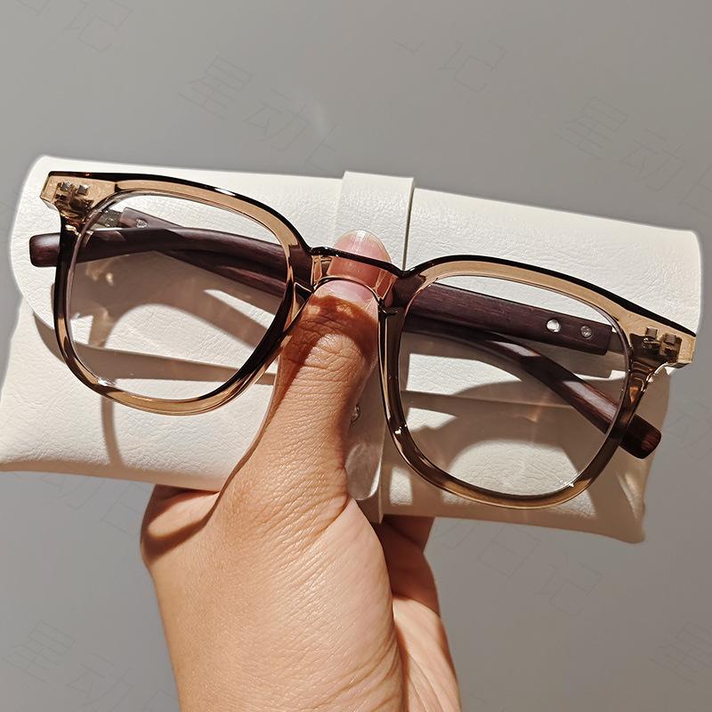 Большая оправа с текстурой ретро-дерева, сверхлегкая и тонкая, анти-синее излучение, женские очки для близорукости, черная оправа может сочетаться с простым лицом