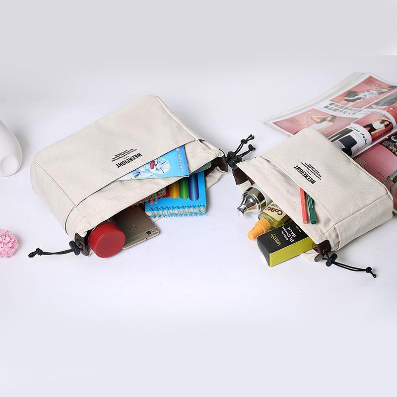 Drawstring Canvas Storage Organizers Multi-Pockets Liner Bag Lightweight Portable Travel Storage Bag