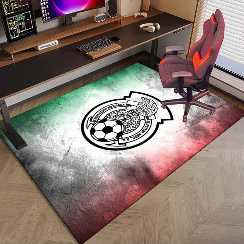 Mexico Football Team Emblem Printed Area Rug for Office, Chair Rug, Decorative Carpet Floor Mat, Large Size Fan gifts Christmas gifts