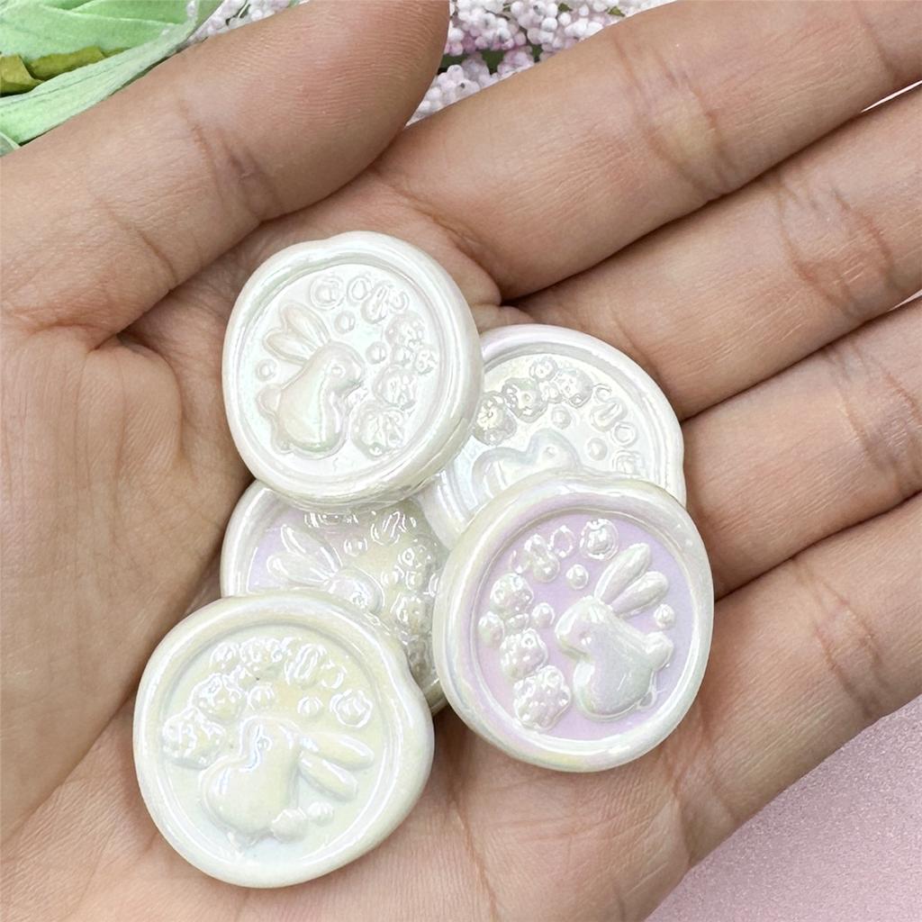 Hanmade 5Pcs 24*25mm Rabbit Geometry DIY Beads For Necklace Earrings Making Craft Acrylic Charms Jewelry Making Handmade Material Beading Accessory