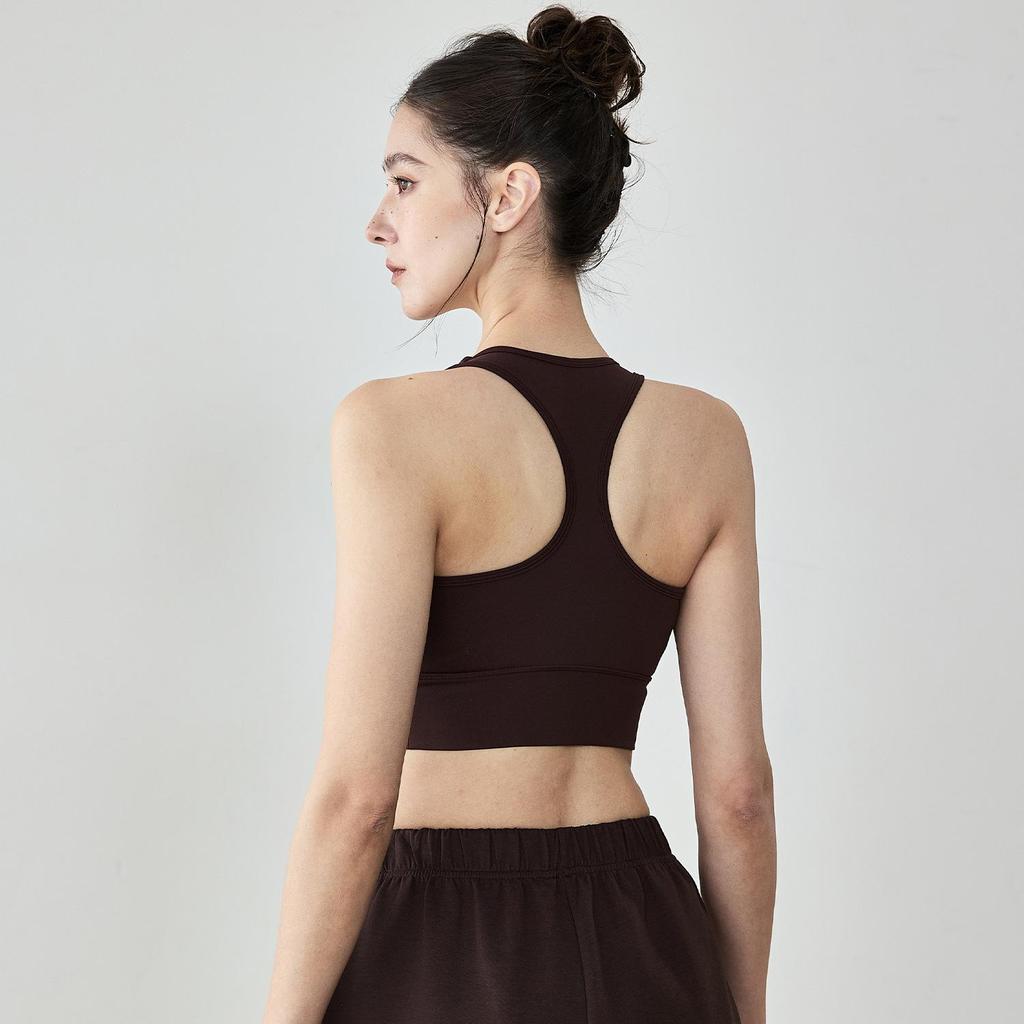 Женский летний утягивающий топ-бра для йоги с гоночной спинкой и нагрудными вкладышами - Красивый дизайн спины