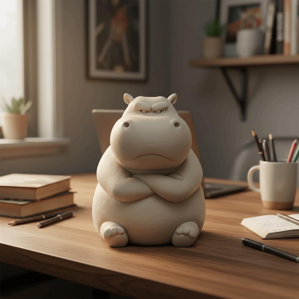 Desktop Decoration Irritable Hippopotamus Ornament 3D Printing Desktop Sculpture Decoration Home