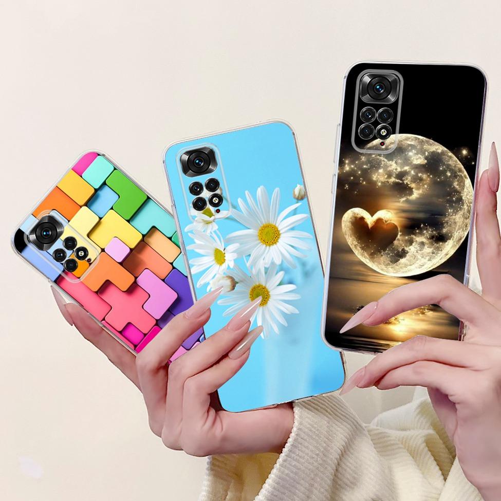 6,43" Для Redmi Note 11 4G Global Прозрачный чехол Для Redmi Note 11s Чехол Модный Роскошный Цветы Милый Мультяшный Расписной Мягкий ТПУ Funda