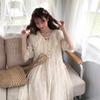 New Summer Women Lolita Style Fairy Dress Peter Pan Collar Loose Butterfly Embroidery Midi Dress Cute Kawaii Ruffles Party Dress