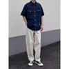 Японский ретро модный бренд летняя свободная джинсовая рубашка с короткими рукавами художественная молодежная рабочая рубашка мужская и женская многослойная куртка