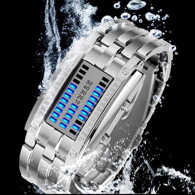 Корейские светодиодные двухрядные часы Iron Man для студентов