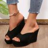 Women Wedge Sandals Open Toe Summer Slippers 10.5cm Platform Heels Comfortable Thick Sole Shoes