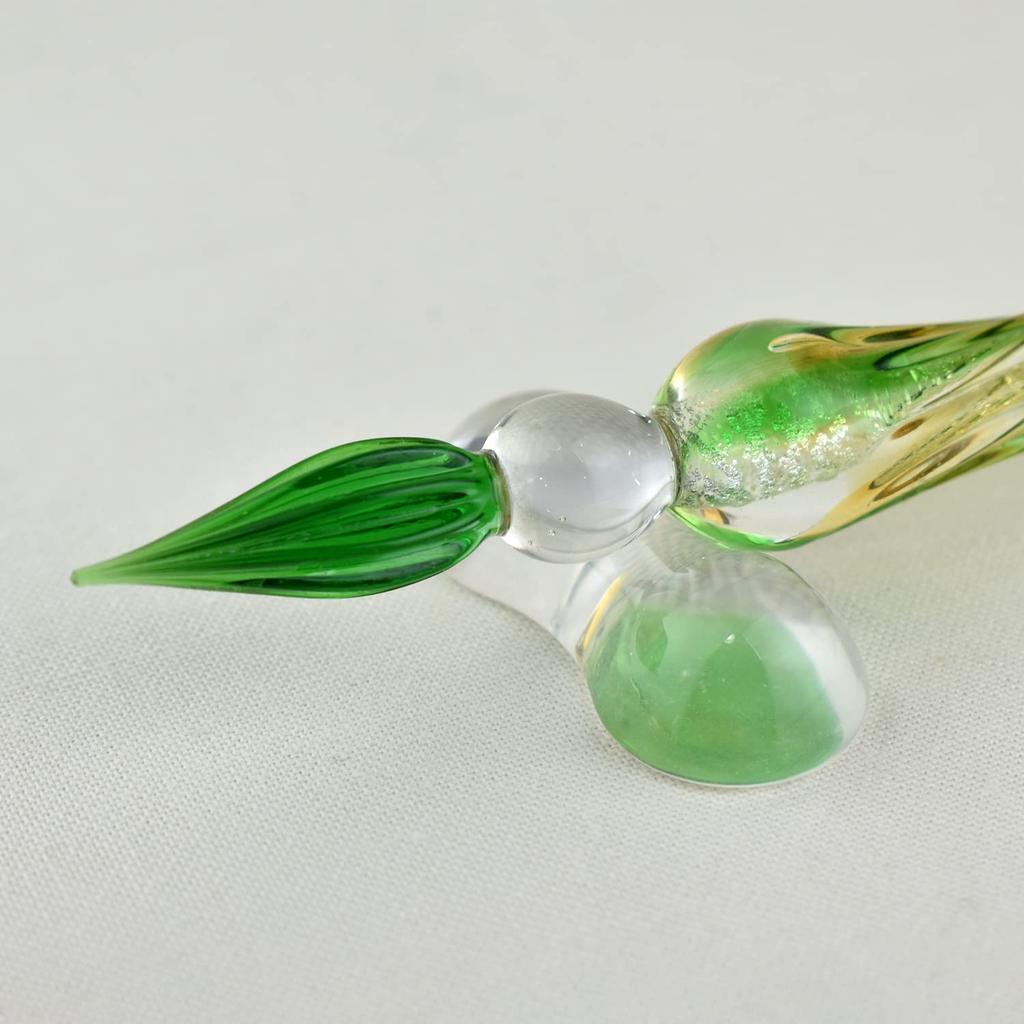 Fourcart Cute Handmade Glass Crafts [Glass Pen Twist] GR 2-Color (1 Green & 1 Orange) Set X 3