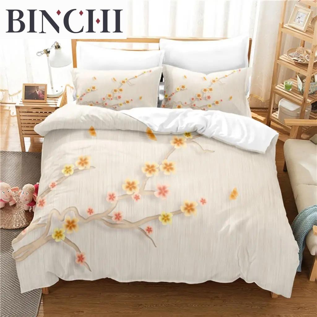 3Pcs Duvet Cover Collection 3D Branch Flower Bedding Collection Soft Comfortable Breathable Duvet Cover For Bedroom Guest Room Decor