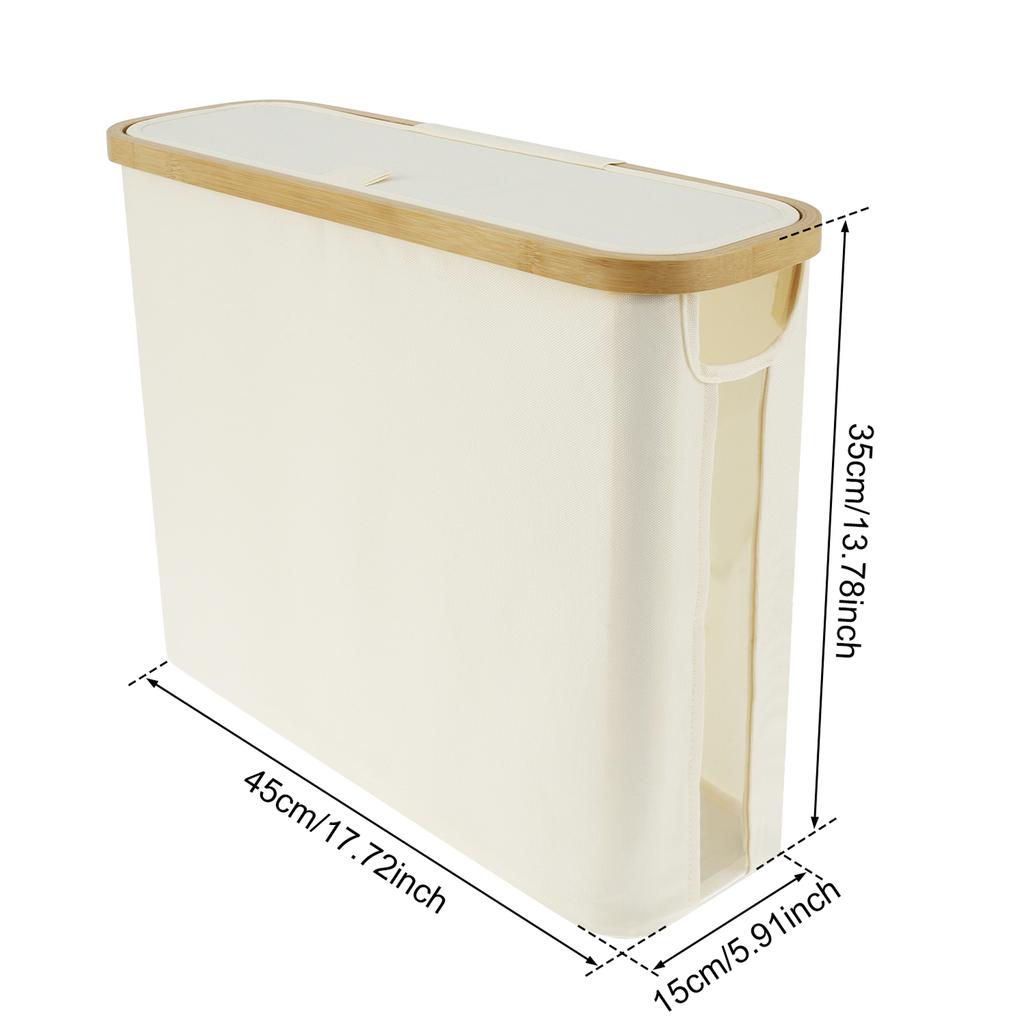 Корзина для туалетной бумаги для ванной комнаты Складной ящик для хранения с бамбуковой крышкой Большая вместимость Водонепроницаемая корзина-органайзер для салфеток Диспенсер