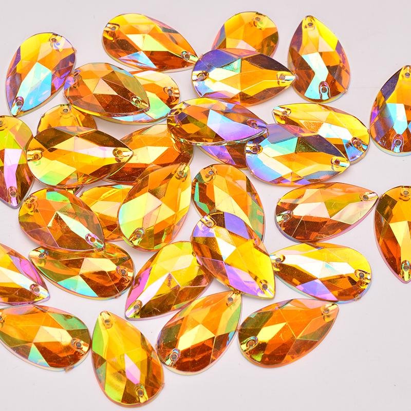 100 шт. 17*28 мм большие швейные кристаллы AB капли стразы аппликация плоские акриловые камни пришивные кристаллы для одежды