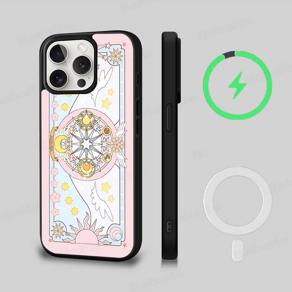 Магнитный матовый чехол для телефона C-Cardcaptor Sakura для iPhone 16 17 15 14 13 12 11 Для Magsafe Беспроводная зарядка Обложка