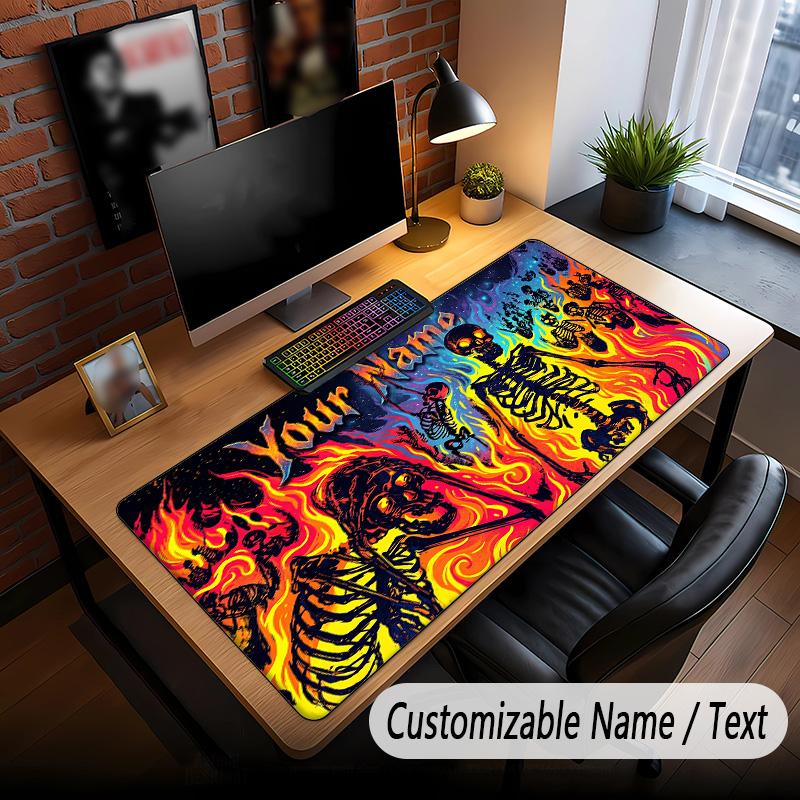 Skull Gothic Theme Custom Mouse Pad Personalized With Name Text Customized Desk Mat For Office Home Decor