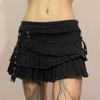 Women's Summer New Personality Street Fashion Trend Splicing Straps Diablo Style Pleated Skirt