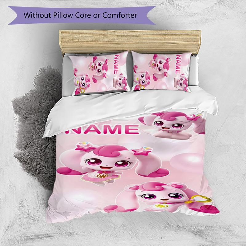3pcs Catch Teenieping Magic Sweethear5 Cover Set - Personalized Name, HD Printed Bedding with 1 Cover and 2 Pillowcases - Perfect for Home Decor