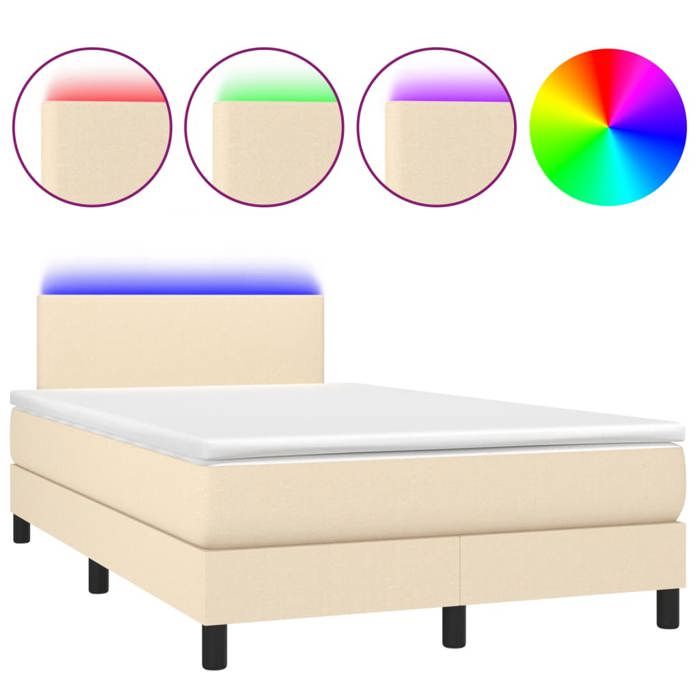 Maison Exclusive - Sommier à lattes de lit matelas et LED crème 120x190 cm tissu